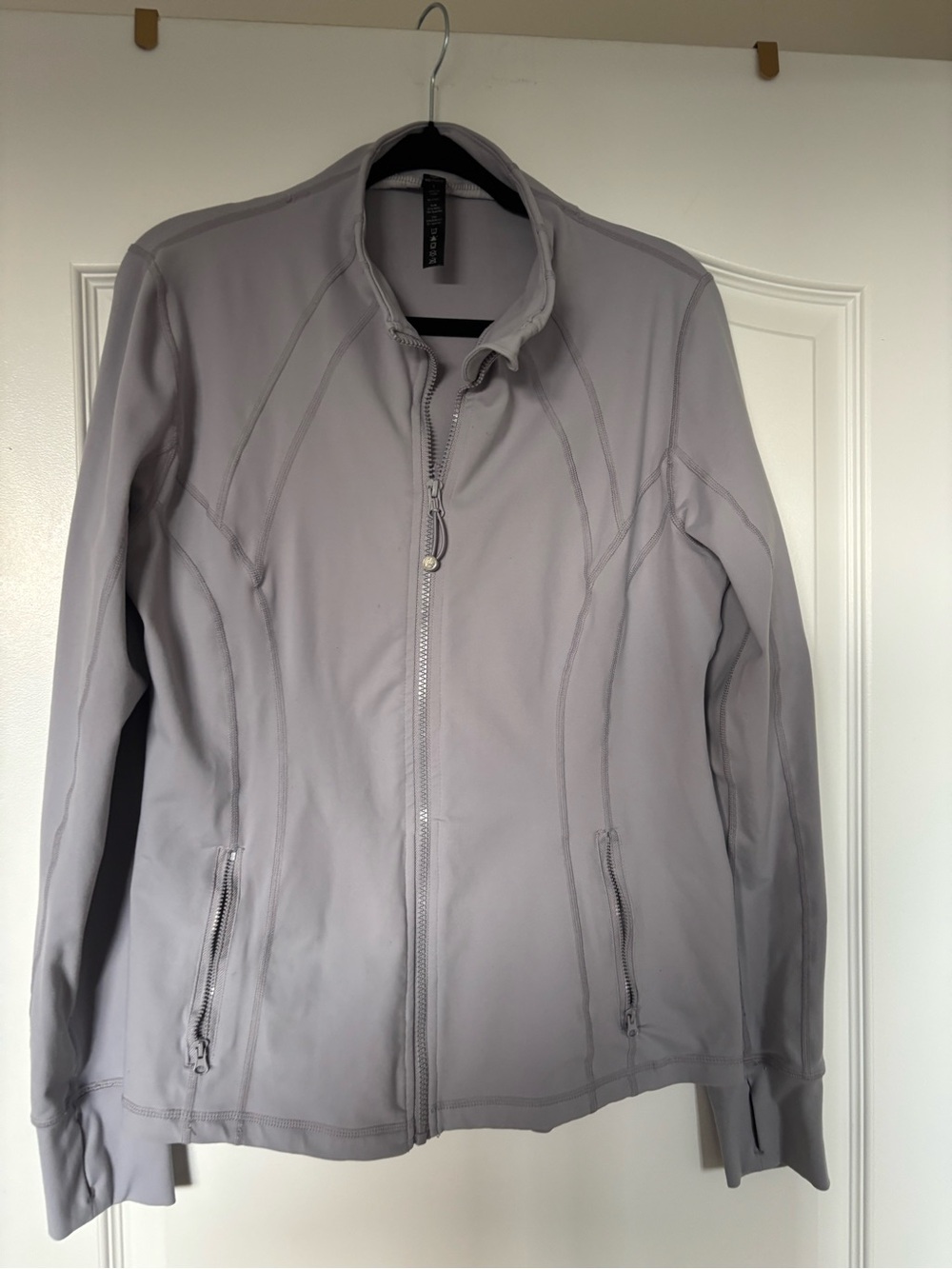 90 Degree By Reflex Light Gray Athletic Jacket with Black Trim